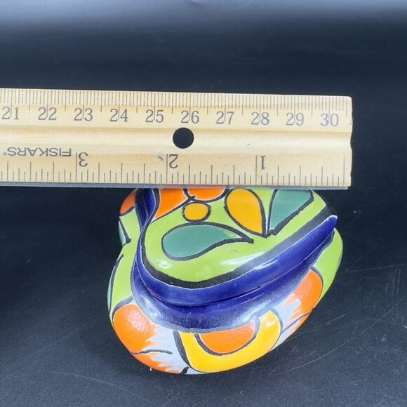 Mexican Pottery Heart Shape Trinket Dish Holder Jewelry Holder Container Marked - Picture 4 of 12